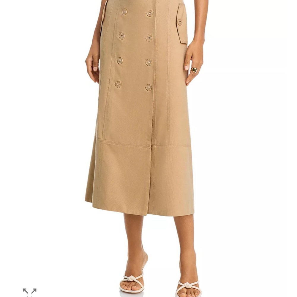 FARM Rio Tan Double-Breasted Midi Skirt